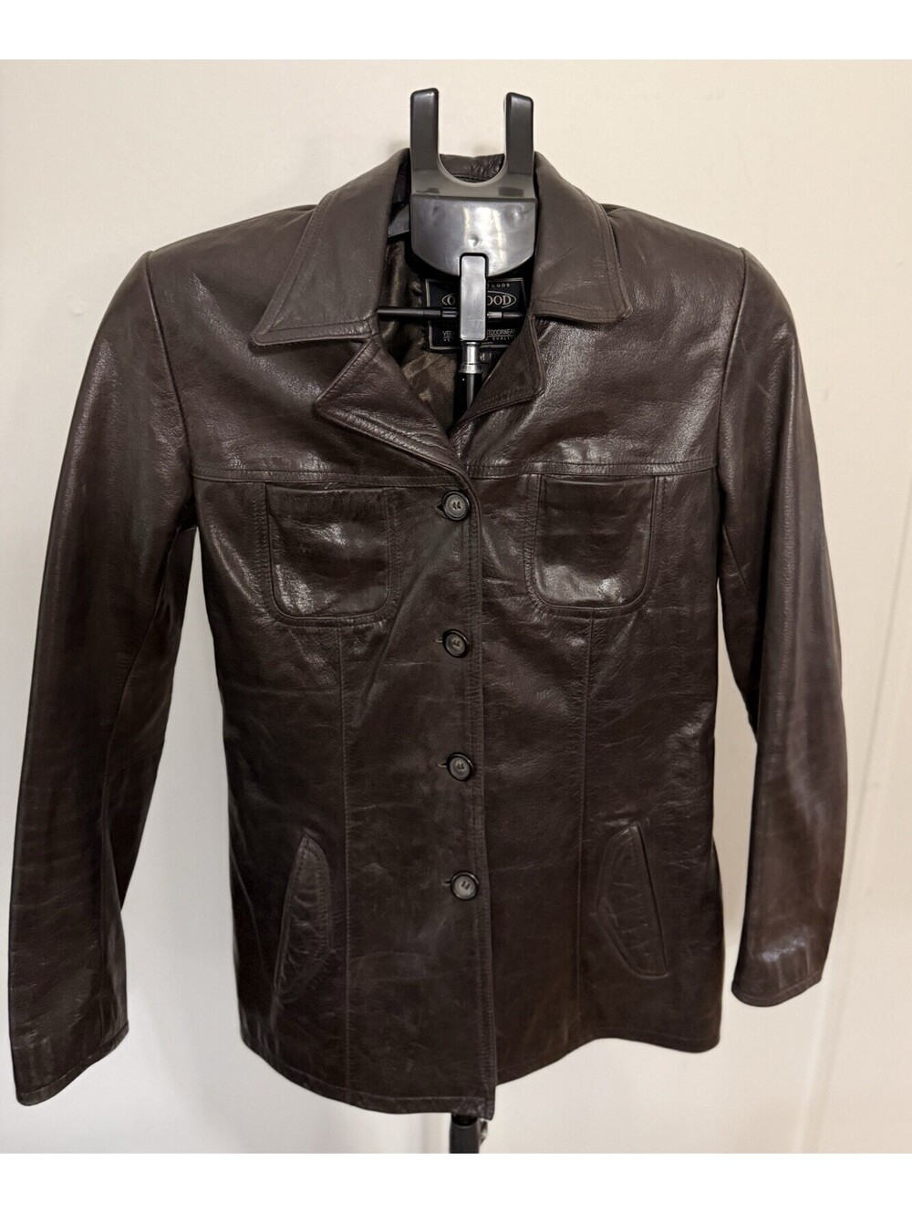 Vtg Oakwood Men’s M Express Brown Genuine Buffalo Leather Y2K Jacket Button Coat